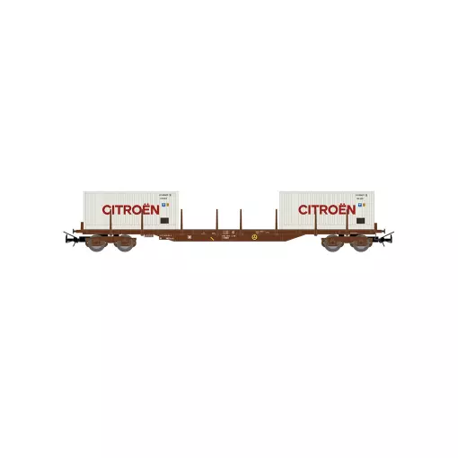 Wagon plat type Rs avec conteneurs "Citroen" - Jouef HJ6310 - SNCF - HO 1/87 - EP. IV - 2R
