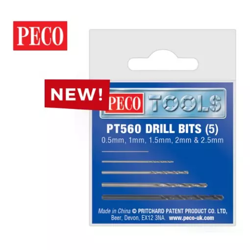 Coffret de 5 forets 0,5 à 2,5mm - Peco PT560