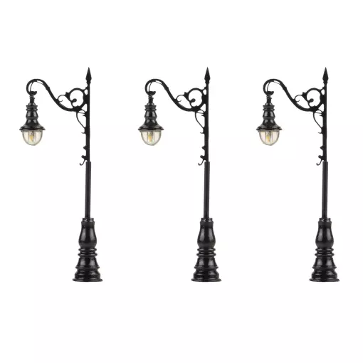 Set di 3 lanterne ad arco Faller a 1 ramo LED 272131 - N 1/160 - altezza 65 mm