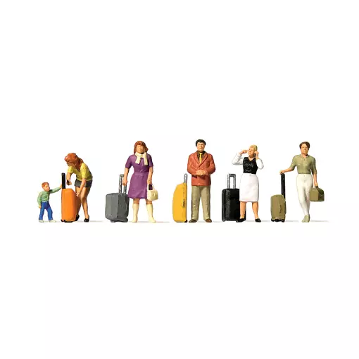 6 travellers with suitcases on wheels - PREISER 10641 - HO 1/87