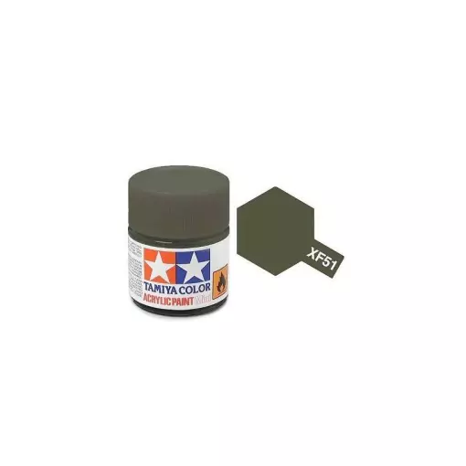 Peinture acrylique en pot - Vert Kaki MAT XF51 - TAMIYA 81751 - 10ml