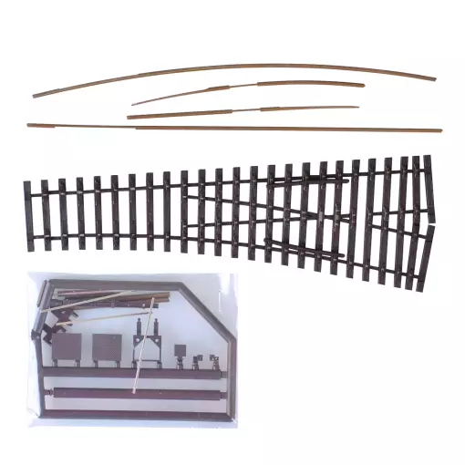 Kit d'aiguillage droit, angle de cœur 15° - Tillig bahn 85423 - HO 1/87