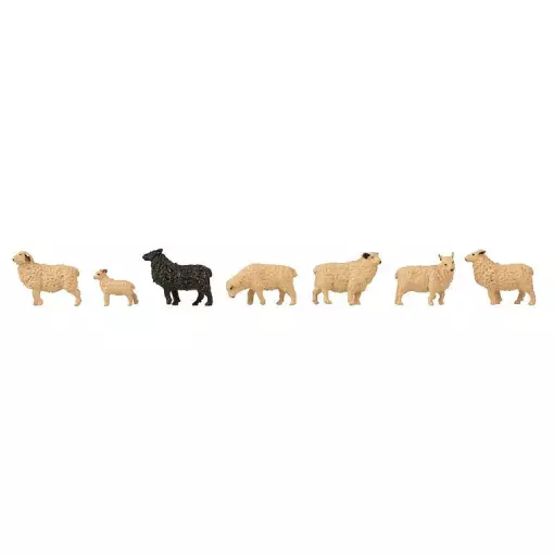Lote de 6 figuras de ovejas con efectos sonoros FALLER 180236 - HO 1/87