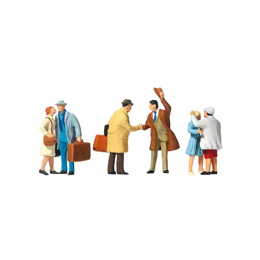 Pack de 6 Voyageurs - Scène de bienvenue - Figurine - PREISER 10028 - Échelle HO : 1/87ème