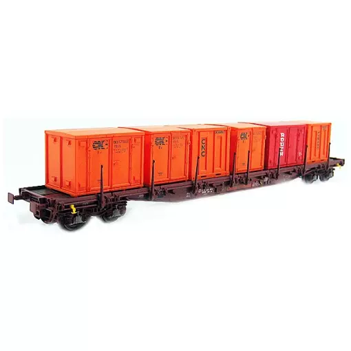 Sgss container carrier with 6 CNC ROUCH containers - LS Models 30119 - HO 1/87