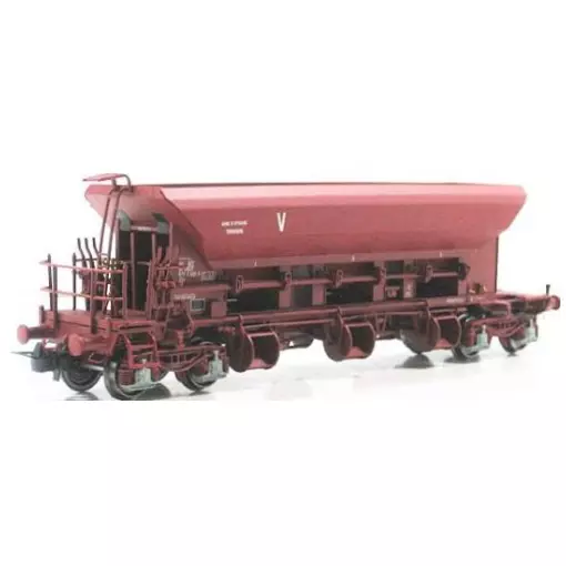Wagon trémie ballastière à bogies marquage V Type I livrée gare d'attache Thouars n° 977 7 021-7