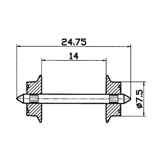 Coppia di assi di diametro 7,5 mm per corrente alternata