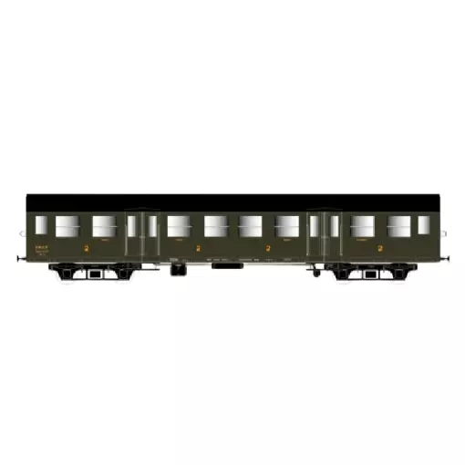 Voiture Romilly - Vert + Chassis Noir - Eclairage Intérieur - SNCF - EP. III - EPM 41.33.10 - HO : 1/87 