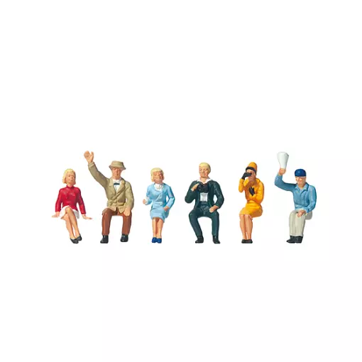 Pack de 6 Spectateurs assis - Figurine - PREISER 10025 - Échelle HO : 1/87ème