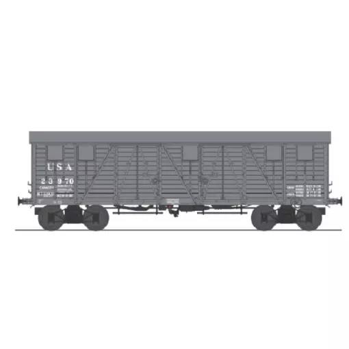 Wagon tp couvert 4 portes gris USA - Ree Modèles WB915 - HO 1/87 - Ep II - 2R