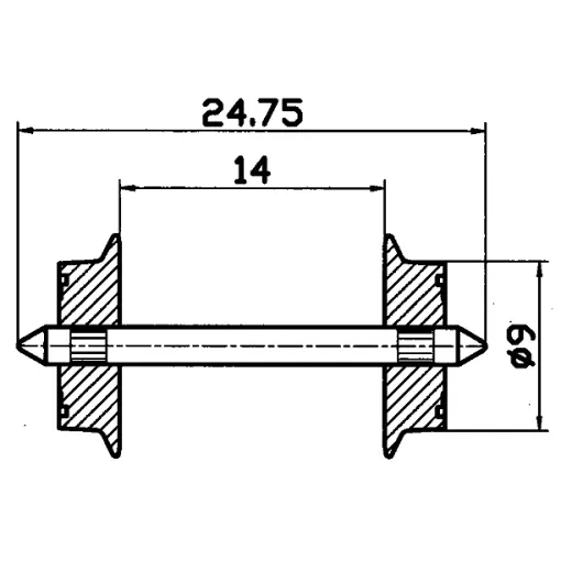 Paire d'essieux de 9mm de diamètre pour courant alternatif