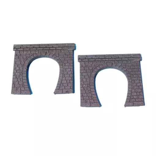 Set of 2 tunnel entrances - 1 lane - Grey - HEKI 3124 - HO scale