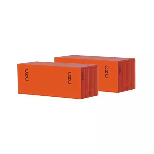 Lot de 2 conteneurs du groupe CNC 20" livrée orange SAI 1521 - HO : 1/87