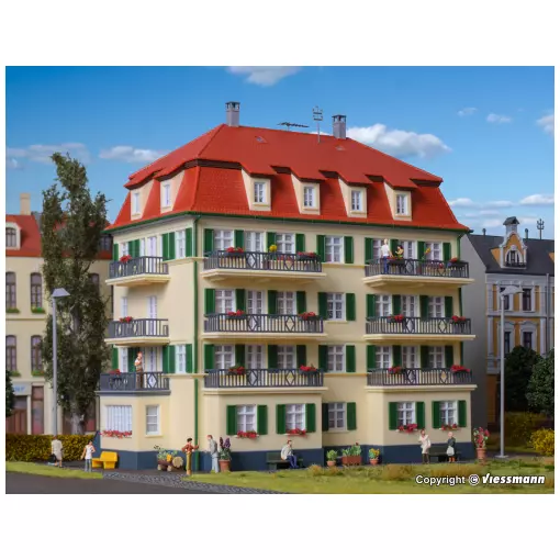Immeuble d'appartements avec balcon - Kibri 38354 - HO 1/87