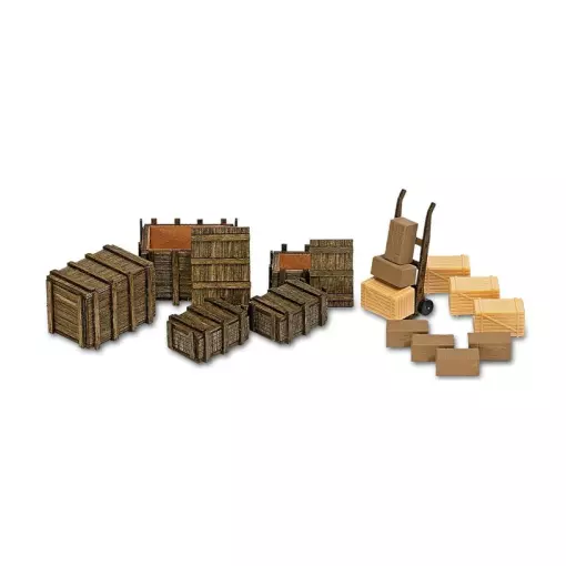 Scatole, pacchi e carrello a mano - Busch 10260 - 0 1/43