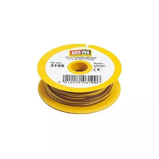 Nappe de 2 câbles électriques Jaune Marron 0,14 mm² - 10 mètres de longueur - Brawa 3199