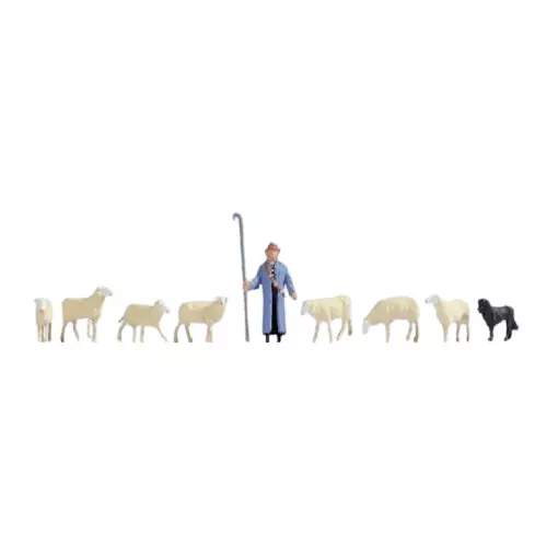 Lot van een herder met zijn hond en schapen NOCH 15748 - HO 1/87