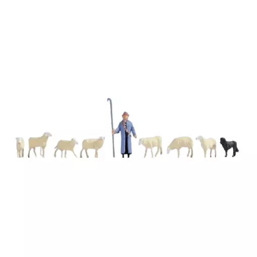 Lot d'un berger avec son chien et ses moutons NOCH 15748 - HO 1/87