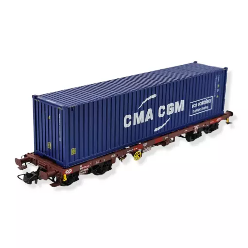 Carro pianale per container da 40' Sgmms CP SUDEXPRESS S450005 - HO 1/87 - EP VI