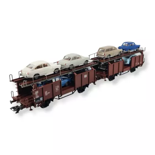 2 wagons porte-autos de type Laaes avec voitures - Trix 24332 - HO 1/87e