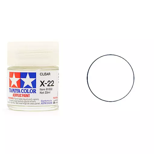 Vernis acrylique en pot - Transparent BRILLANT  X22 - TAMIYA 81522 - 10ml