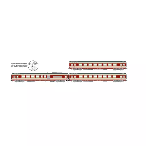 COFFRET DE 3 VOITURES GRAN CONFORT TEE "LE CLÉBER" - JOUEF HJ4192 - SNCF - EP IV - 2R