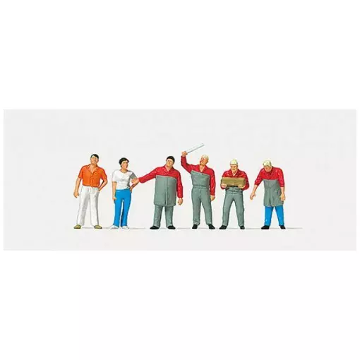 Lot de 6 mécaniciens automobile - Merten 0212558 - HO 1/87