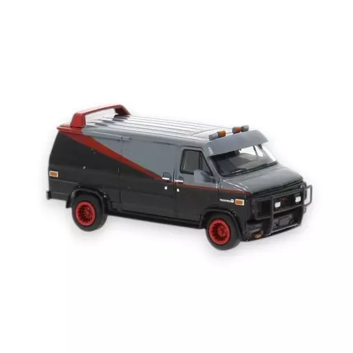 GMC Vandura, noir/rouge/gris, L'Agence tous risques en VO, 1983 - Brekina 18250 - HO 1/87