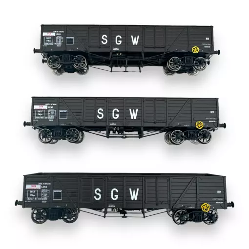 Set van 3 gondelwagens - TP - Ree Models WB-854 - SGW-kleuren - HO 1/87 - SNCF - Ep III
