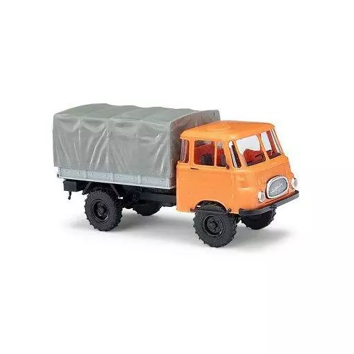 Camion Bâchée DAF 600 livrée orange Brekina 34800 - HO : 1/87 - EP IV