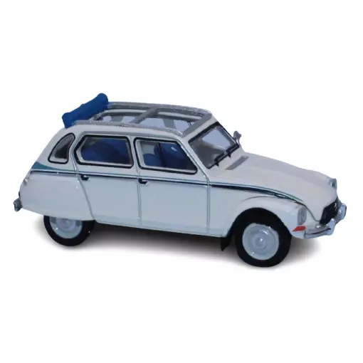 Voiture Citroën Dyane 6 - Capote Ouverte - SAI 7621 - HO 1/87ème - Blanche 