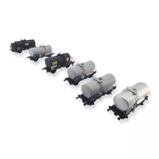 Set of 6 OCEM SHELL tank wagons - Ree Models WB-722 - HO 1/87 - SNCF - Ep III