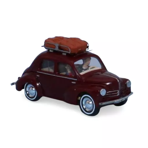 Renault 4CV rosso porpora con portapacchi e valigia - SAI 1730 - HO 1/87