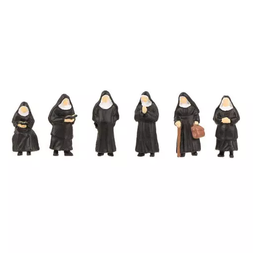 Lot de 6 personnages Sœurs Religieuses Faller 151601 - HO : 1/87