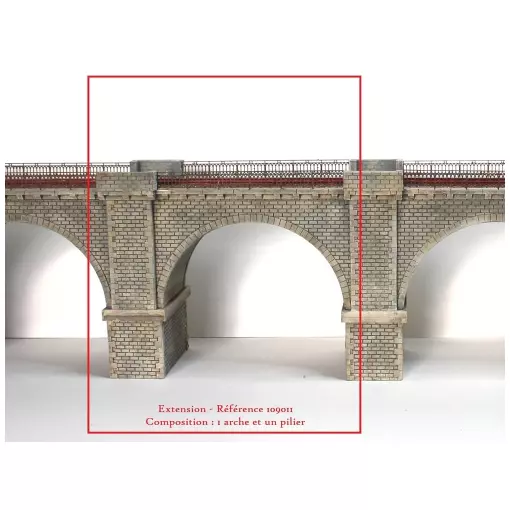 Extension for 1-Track Stone Viaduct - 160MM - Wood Model 109011 - HO : 1/87