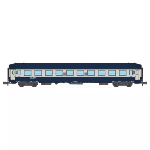 Voiture couchettes UIC B9c9x, toit haut, livrée TEN, logo "nouille" - Ree Modèles NW353 - N 1/160 - SNCF - Ep IV-V - 2R