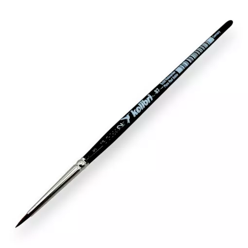 Pinceau N°02 de retouche pour aquarelle, en poil de martre Kolinsky, virole argenté, manche court - Kolibri 0087/02
