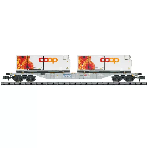 Wagon porte-conteneurs Sgns réfrigérés "coop" - MiniTrix 15491 - N : 1/160 - CFF - EP VI