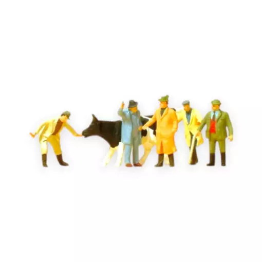 Personnages et bétail au marché