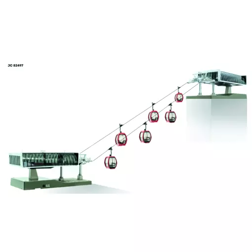 Set of 2 Jägerndorfer JC82497 cable car stations - HO 1/87 - 10 m cables