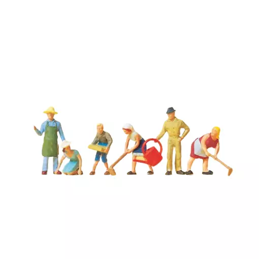 Lot de 6 personnages "Au jardin" - Preiser 14081 - HO 1/87