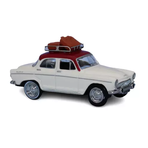 Voiture Simca Aronde P60 SAI 1744 - HO : 1/87 - livrée blanche et rouge