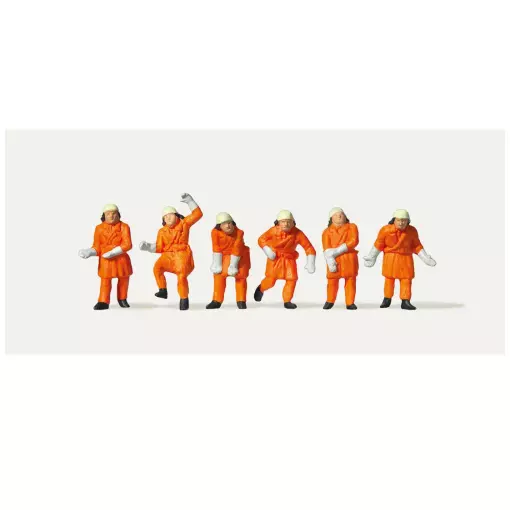 Lot de 6 personnages pompiers en tenue de protection - Merten 0212579 - HO 1/87