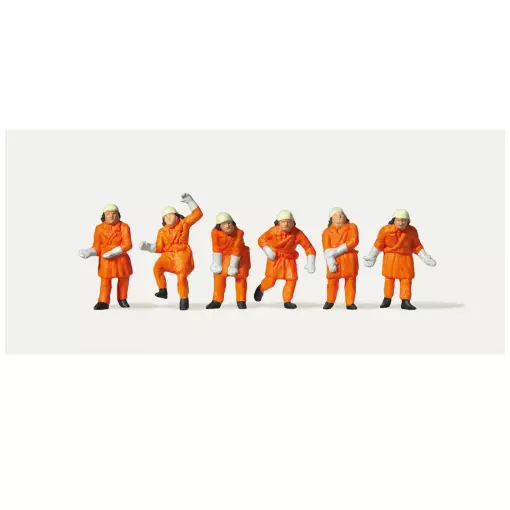 Set de 6 bomberos con ropa protectora - Merten 0212579 - HO 1/87