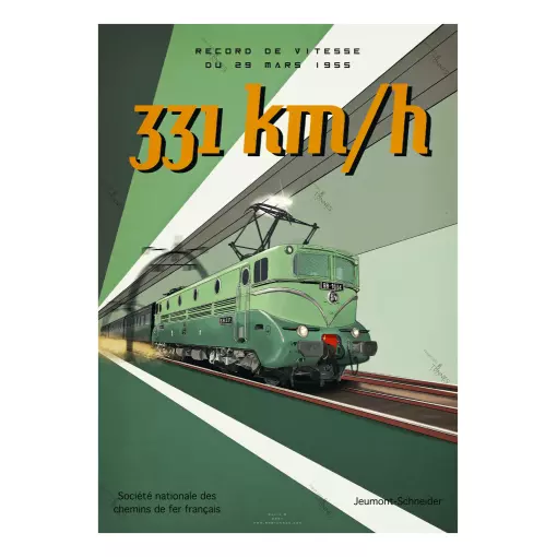 Poster Locomotief BB 9004 Record 1955 - A2 42,0 x 59,4 cm - 331 km/u