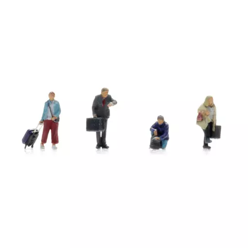 Quai des passagers - 4 personnages avec bagages - ARTITEC 5160033 - N 1/160  
