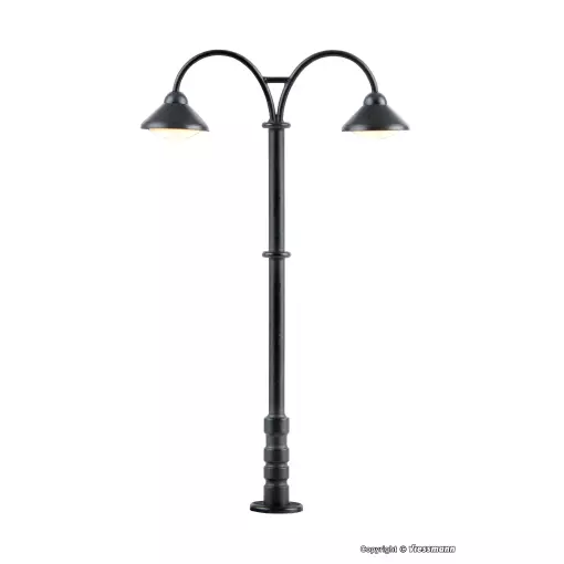 Doppelte Bahnsteiglampe Baden-Baden Viessmann 6109 LED - HO 1/87 - Höhe 74 mm