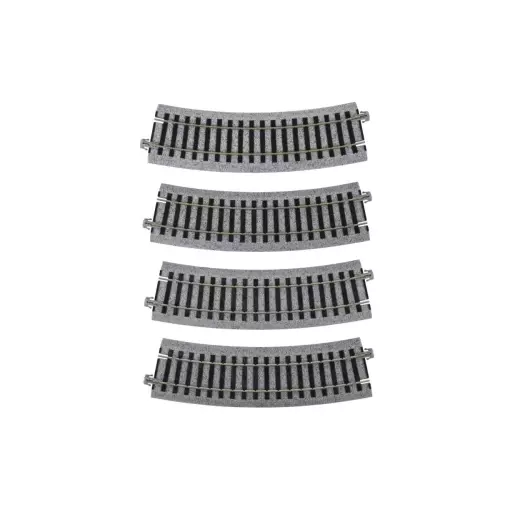 4 rails incurvés Unitrack (R370-22.5) 22,5 degrés - Kato 2-280 - HO 1/87