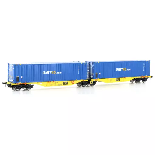 Wagon porte-conteneurs Sggmrss'90 - Mehano 28402 - HO 1/87 - Ep VI - 2R