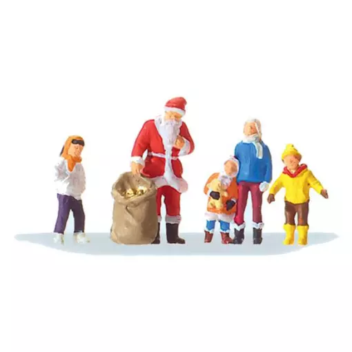 Lot de 4 Enfants + Père Noël - PREISER 29098 - HO : 1/87 